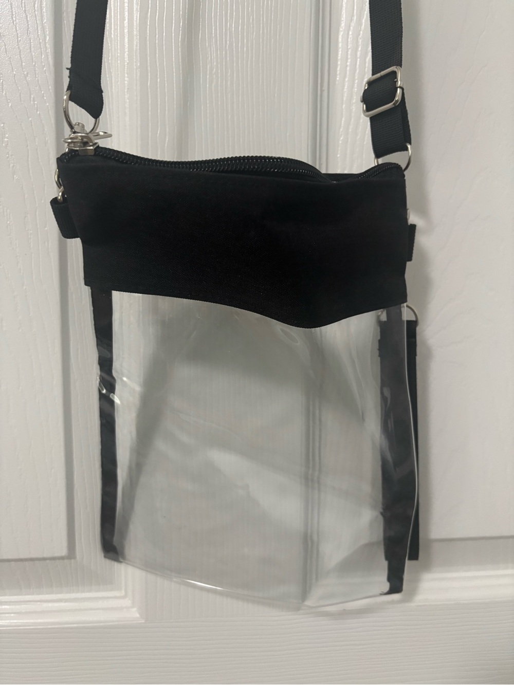 Clear Crossbody stadium Shoulder Bag with Black Trim